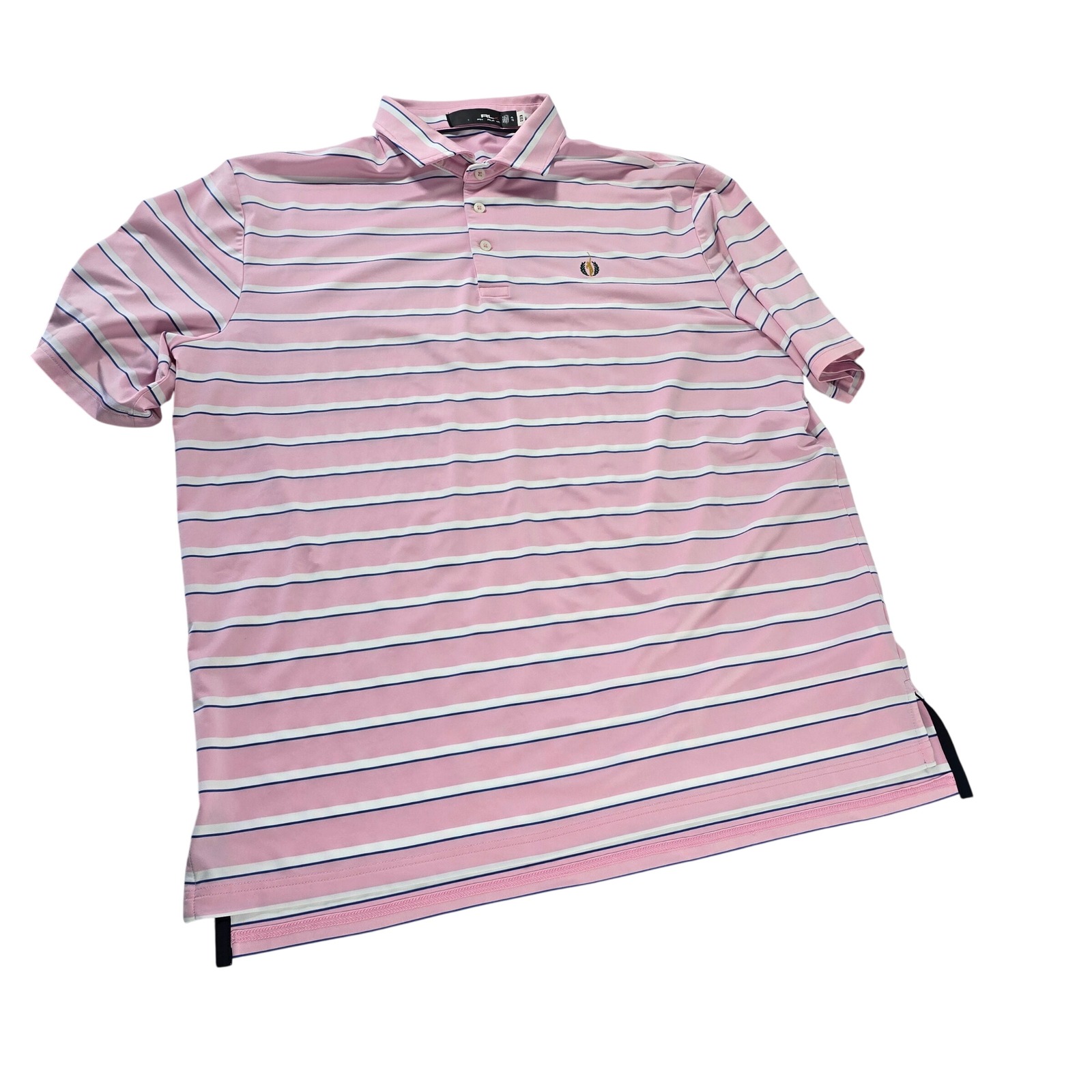 Rlx Ralph Lauren Bears Club Xl Pink Striped Performance Golf Polo Shirt Short